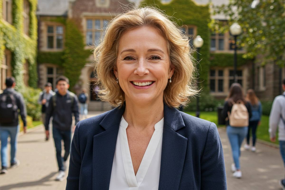 Mujer profesional sonriendo con confianza, reflejando la seguridad que brindan los implantes dentales fijos.