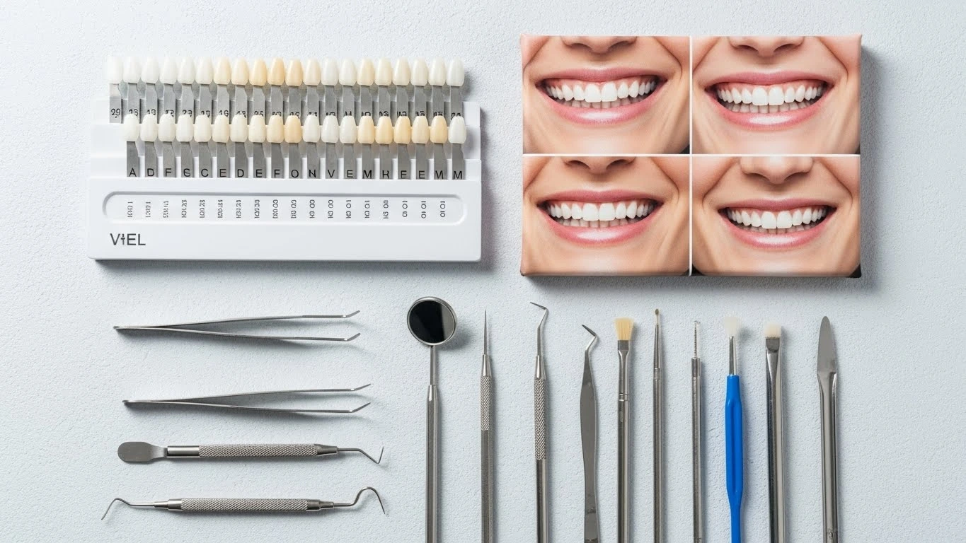 tonos-de-protesis-dental Mujer profesional sonriendo con confianza, reflejando la seguridad que brindan los implantes dentales fijos.