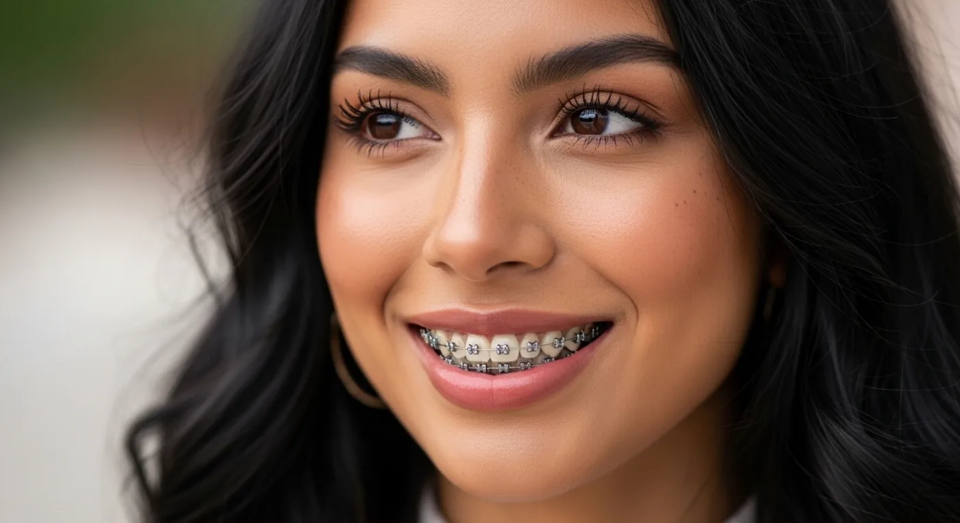 Paciente sonriendo mientras sostiene un alineador transparente para su tratamiento de ortodoncia invisible en Cuautitlán Izcalli.