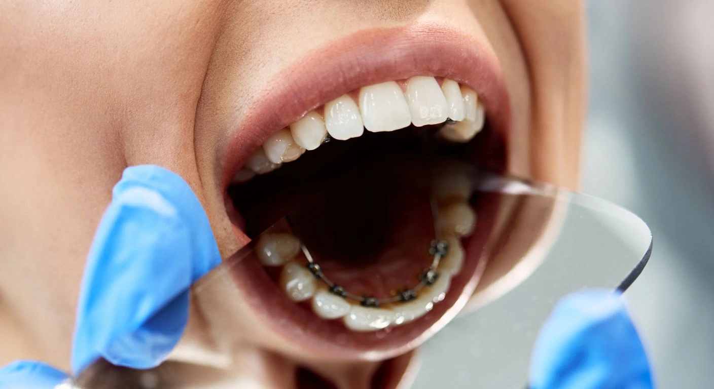 Hombre mayor sonriendo con confianza mientras muerde una pera, demostrando la funcionalidad de su tratamiento de rehabilitación oral.