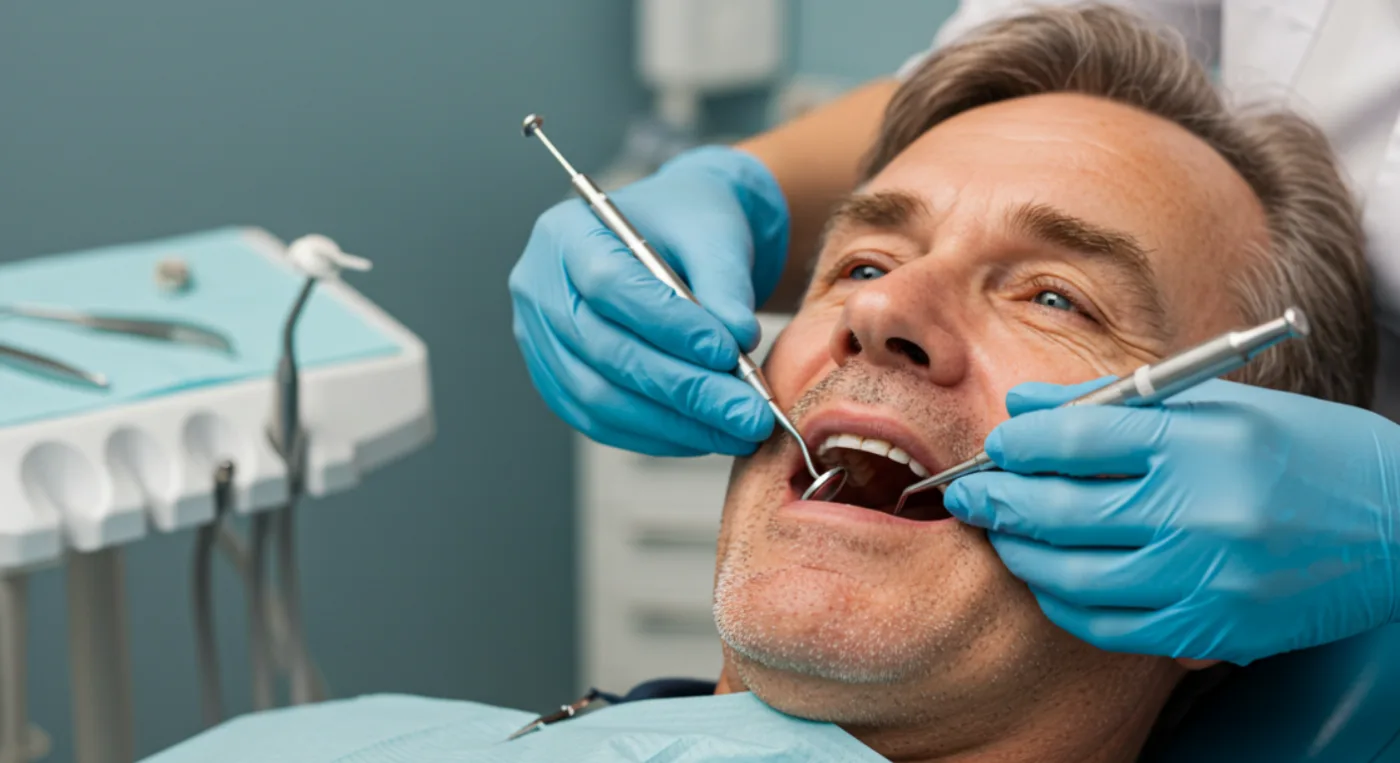 adulto mayor en una consulta dental para valoración y diagnóstico de tratamiento clínico