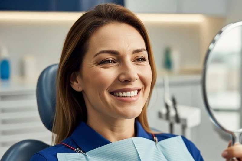 Visualización de un diseño de sonrisa digital en una pantalla, mostrando el resultado de un tratamiento de estética dental.