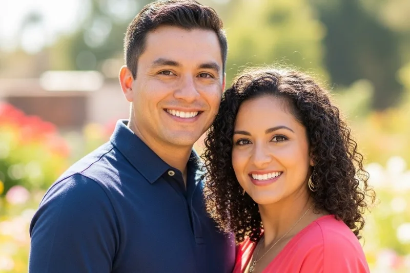 pareja sonriendo despues de tratamiento de carillas dentales - Carillas Dentales - Clinica Dental Jardines